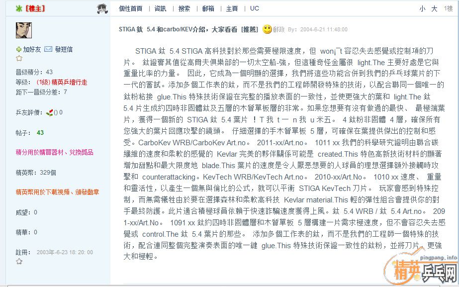 STIGA TITANIUM 5.4 CARBO/KEVܣҿ[Ƽ]
